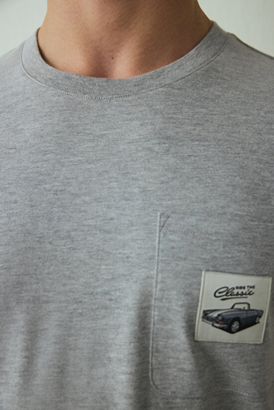 Gri Melanj Erkek Kısa Kollu Pijama Takımı - 5