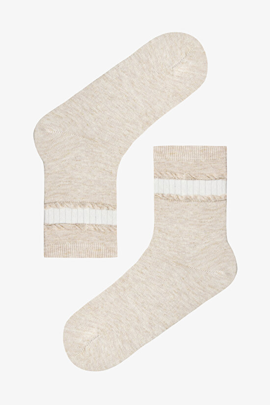 Bej Melanj Shiny Twist 2'li Soket Çorap - 2