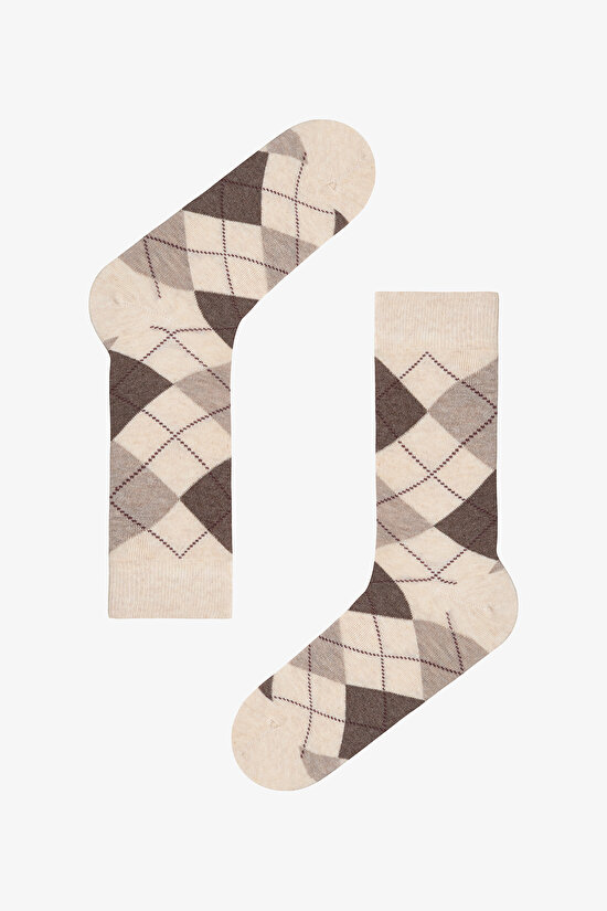 Çok Renkli Erkek Diamond 3lü Soket Çorap - 4