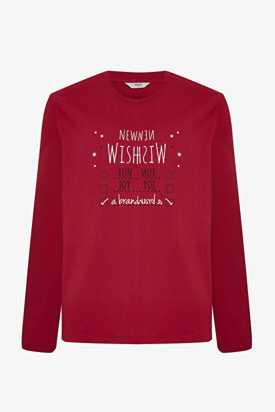 Red Man Checkered Crew Neck Oversize Pajama Set - 9