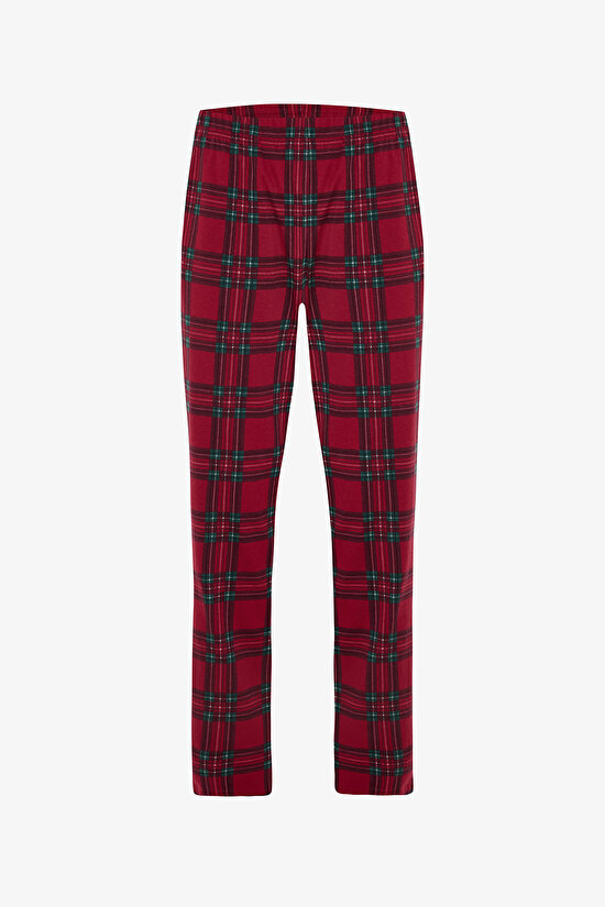 Red Man Checkered Crew Neck Oversize Pajama Set - 10