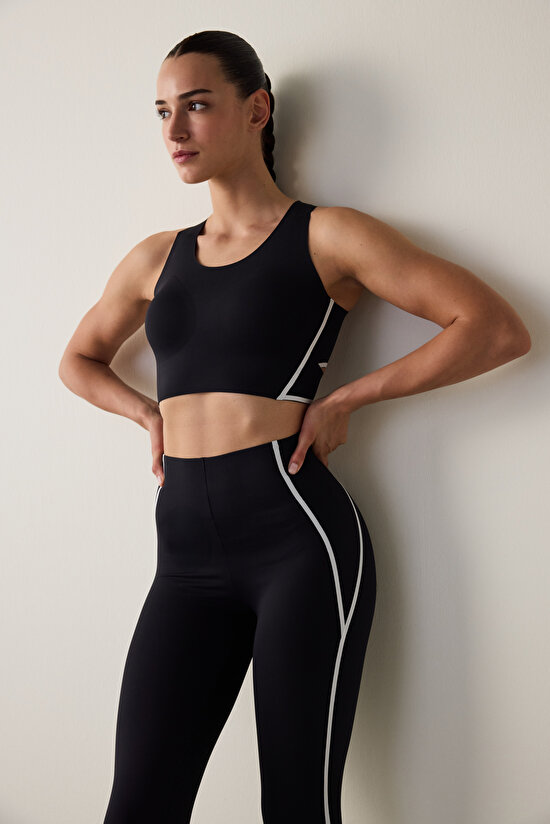 Siyah Orta Destekli Contrast Bonding Spor Sütyeni Siyah Orta Destekli Contrast Bonding Spor Sütyeni - 3