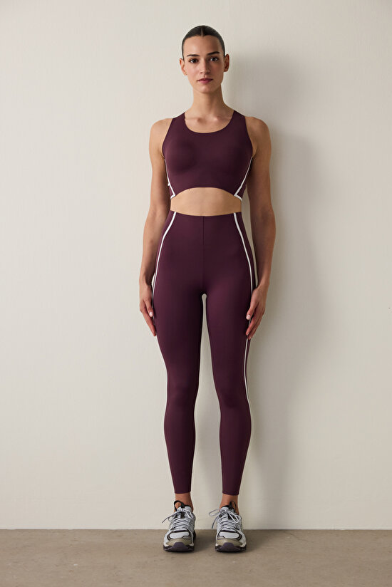 Bordo Orta Destekli Contrast Bonding Spor Sütyeni Bordo Orta Destekli Contrast Bonding Spor Sütyeni - 7