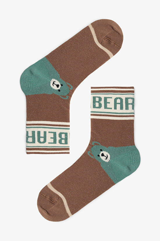 Çok Renkli Erkek Çocuk Preppy Bear Ayı Desenli 4'lü Soket Çorap Çok Renkli Erkek Çocuk Preppy Bear Ayı Desenli 4'lü Soket Çorap - 3