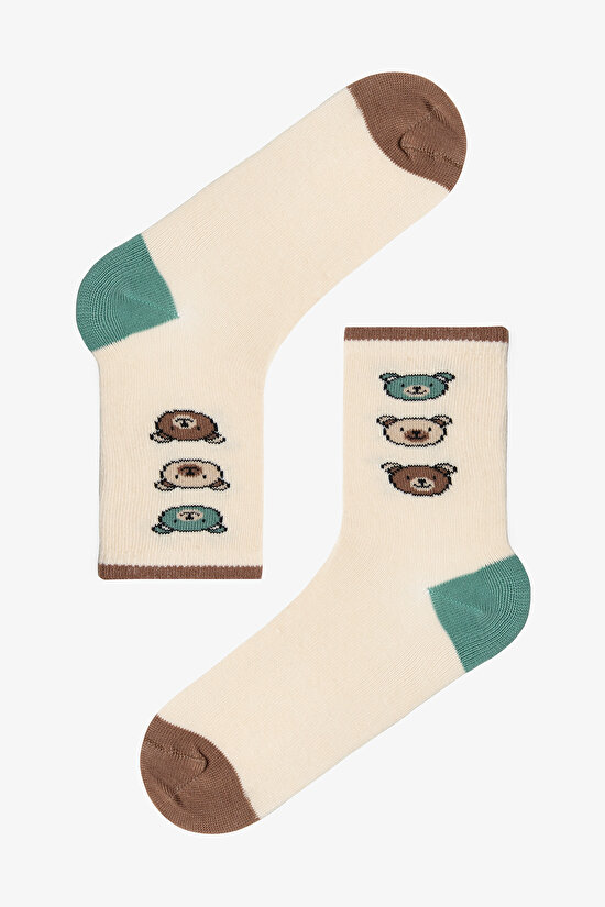 Çok Renkli Erkek Çocuk Preppy Bear Ayı Desenli 4'lü Soket Çorap Çok Renkli Erkek Çocuk Preppy Bear Ayı Desenli 4'lü Soket Çorap - 5