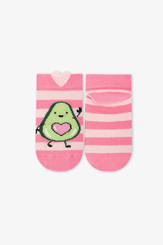 Pembe - Gri Kız Çocuk Avo-Cardio 4'lü Patik Çorap - 11