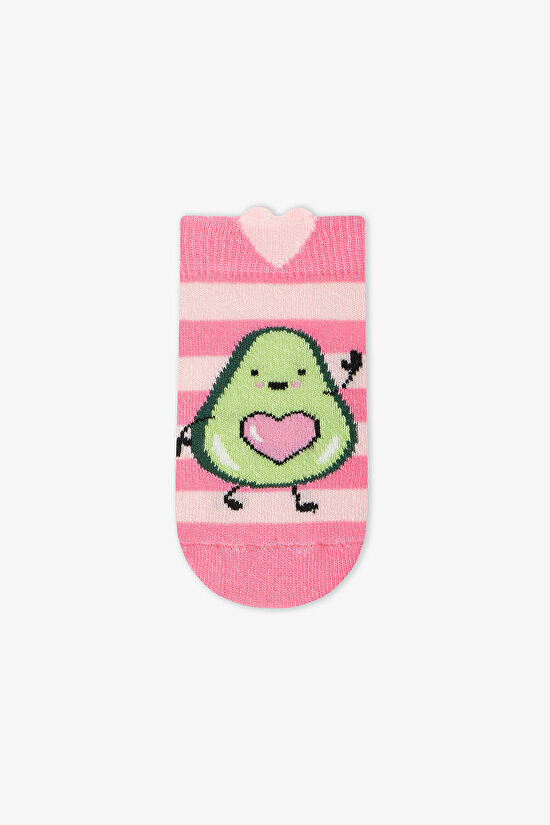 Pembe - Gri Kız Çocuk Avo-Cardio 4'lü Patik Çorap - 12