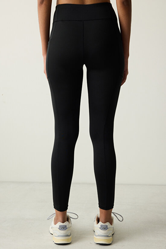 Siyah Yüksek Bel Bilek Boy Zero Feel Cepli Tayt - 6