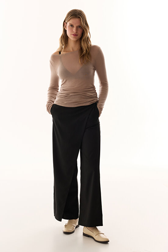 Dark Beige Boat Neck Cashmere Top - 6