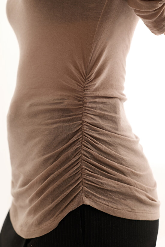 Dark Beige Boat Neck Cashmere Top - 9