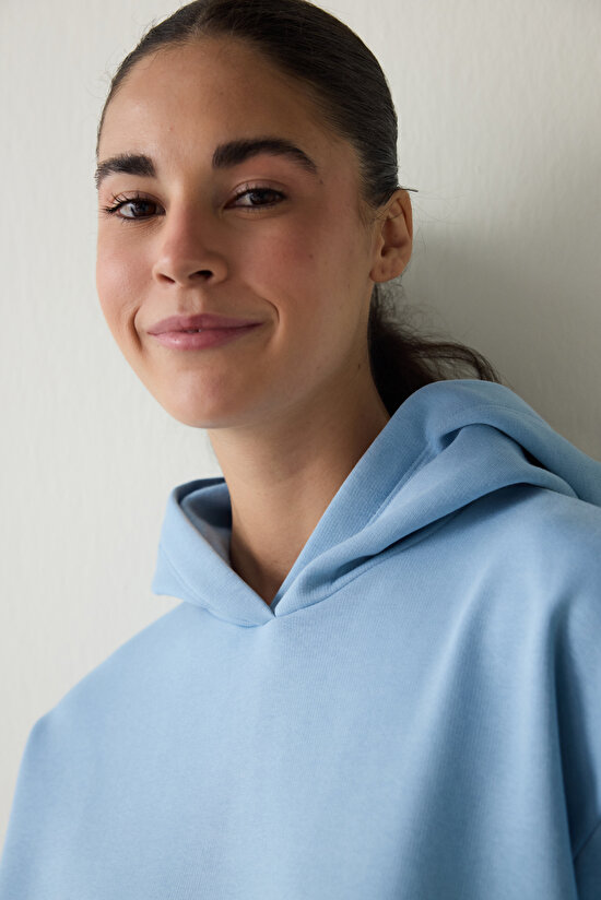 Blue Oversize Hooded Active Sweatshirt - 3