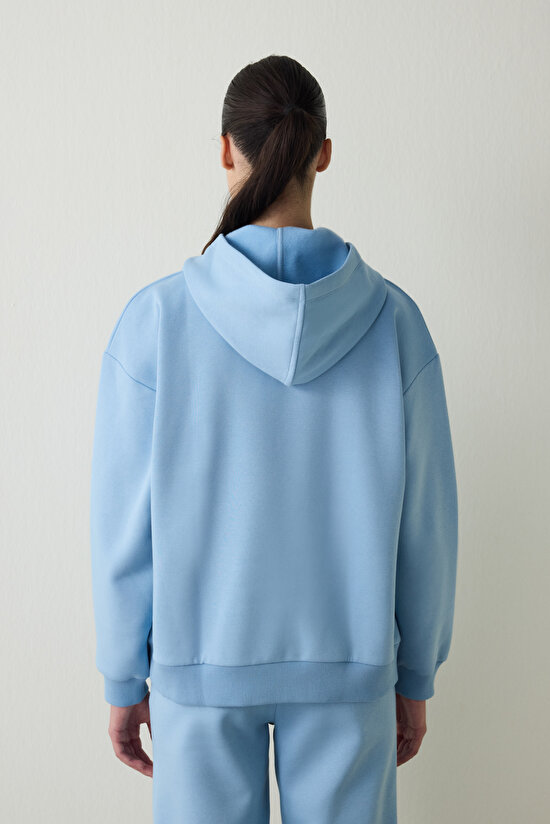 Blue Oversize Hooded Active Sweatshirt - 7