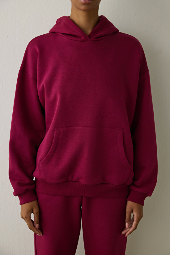 Purple Hooded Oversize Sweatshirt - 3