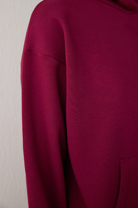 Purple Hooded Oversize Sweatshirt - 7