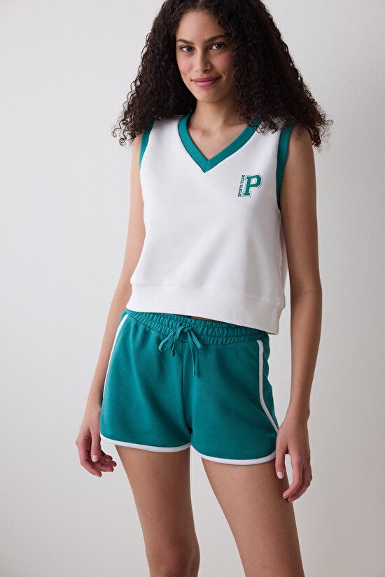 Krıık Beyaz Slogan Baskılı Retro Yelek - 5