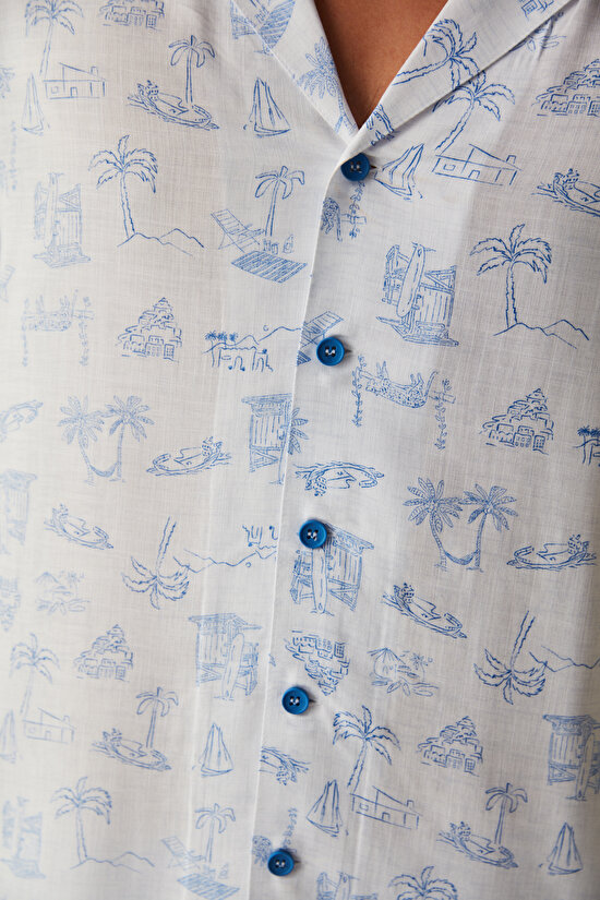 Erkek Palmiye Desenli Pijama Takımı - 4