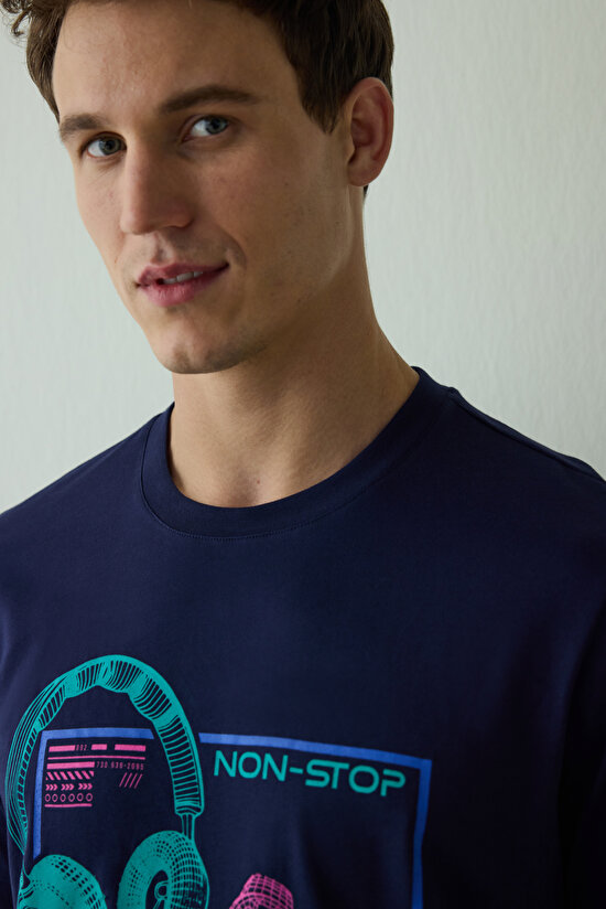 Erkek Nons Slogan Baskılı Pamuklu Pijama Takımı - 3