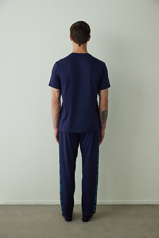 Erkek Nons Slogan Baskılı Pamuklu Pijama Takımı - 5