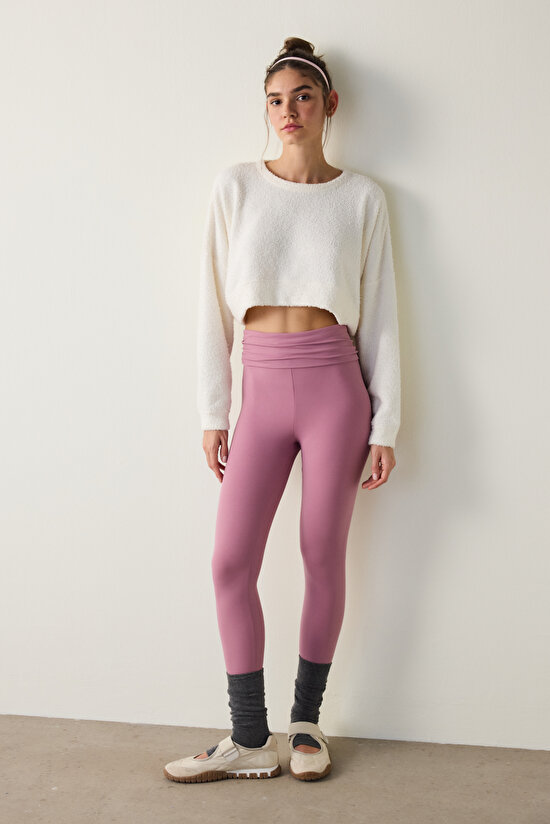 White Crew Neck Oversize Crop Sweatshirt - 6