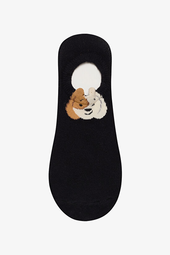 3 Çift Pamuklu Köpek Desenli Sneaker Çorap - 3