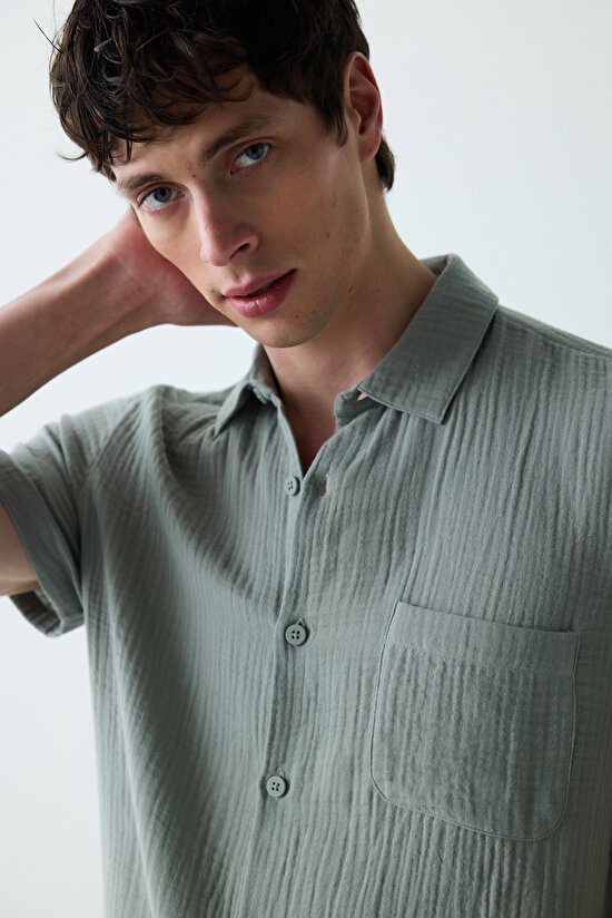 Green Silver Color Shirt PJ Set - 4