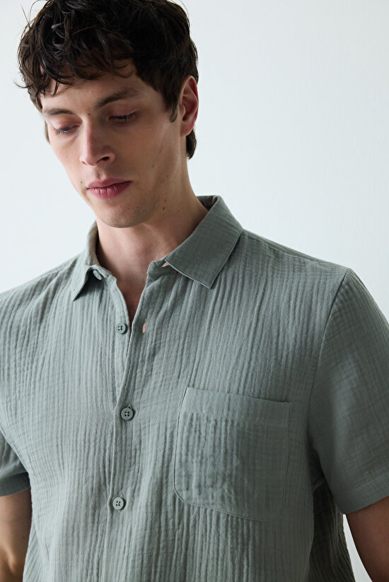 Green Silver Color Shirt PJ Set - 5