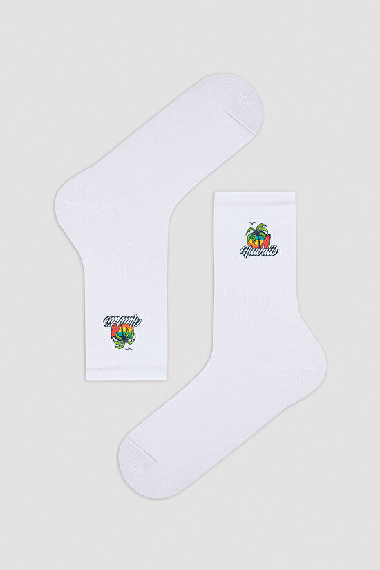 Erkek Whitepalm Beyaz Soket Çorap - 1