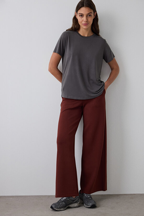 Cappuccino High Waist Elastic Waist Wide Leg Trousers Cappuccino High Waist Elastic Waist Wide Leg Trousers - 6