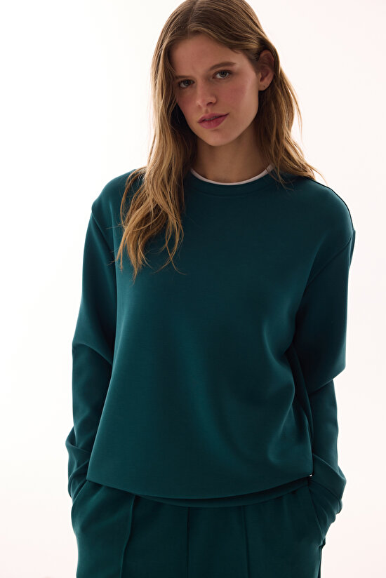 Turquoise Modal Sweatshirt - 1