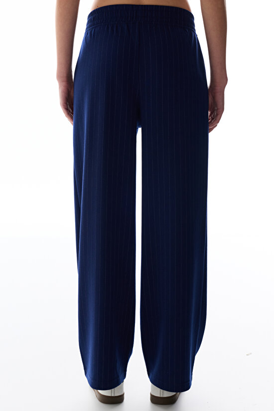 Navy Stripe Chic Striped High Waist Trousers - 3