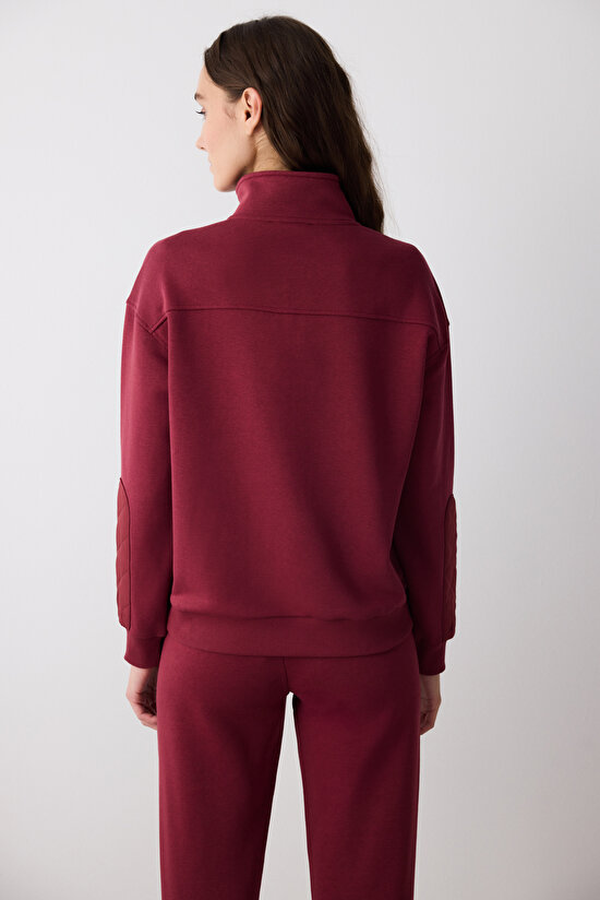 Bordo Yarım Fermuarlı Maura Sweatshirt - Saude Koleksiyonu Bordo Yarım Fermuarlı Maura Sweatshirt - Saude Koleksiyonu - 7