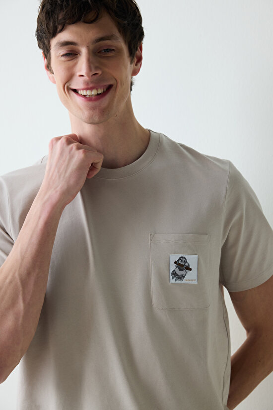 Man Sloth Beige Short PJ Set - 3