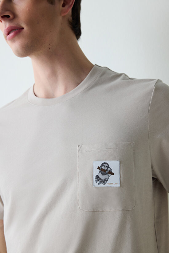 Man Sloth Beige Short PJ Set - 4