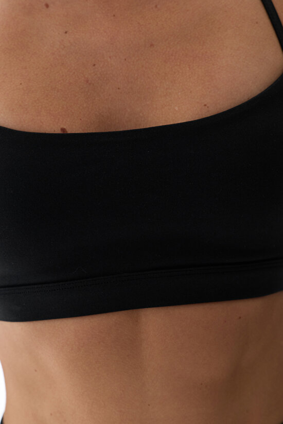 LYCRA Siyah Cream Hafif Destek Çıkarılabilir Pedli Racerback Spor Sütyeni - 3