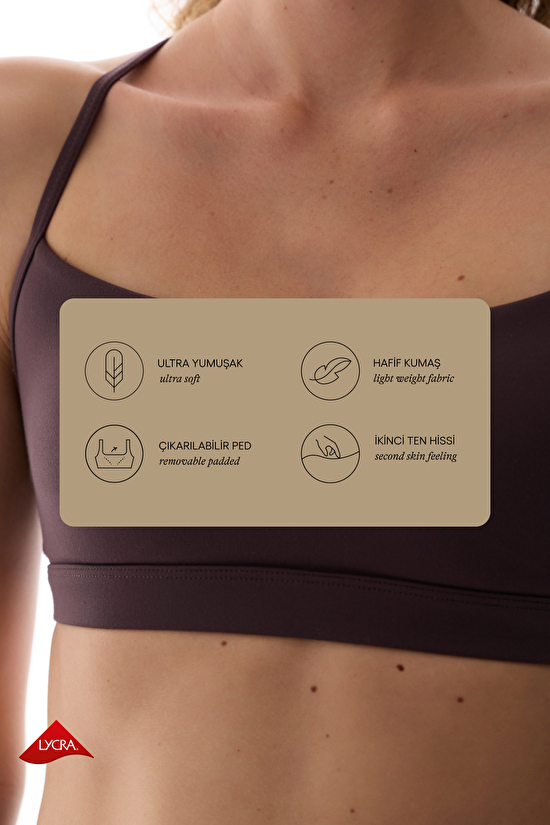 Dark Burgundy Racer Back Removable Padding Sports Bra - 2