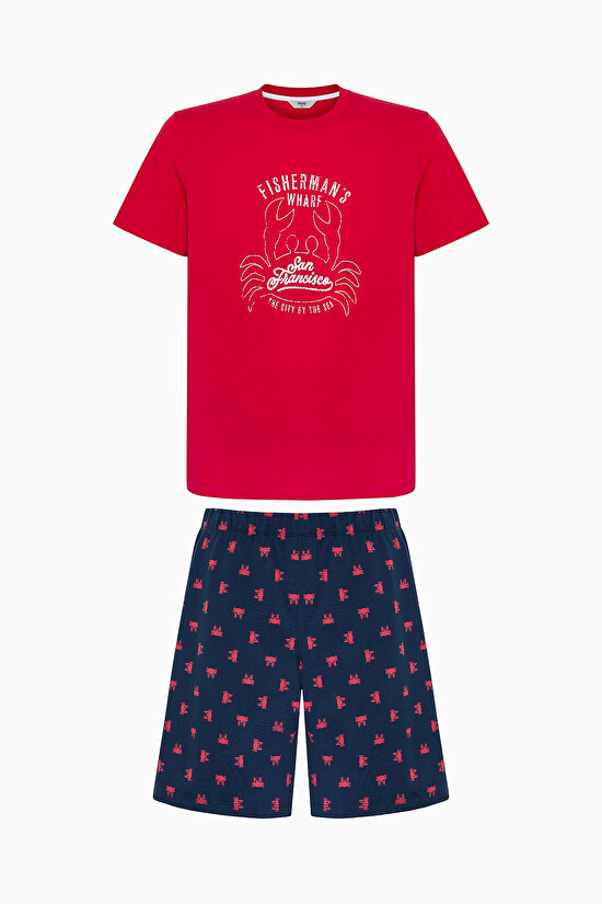 Red Anchor Multi Colour Short PJ Set - 1