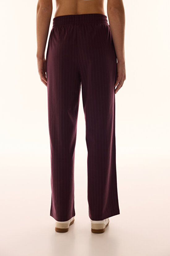 Burgundy Striped Chic Pants - 4