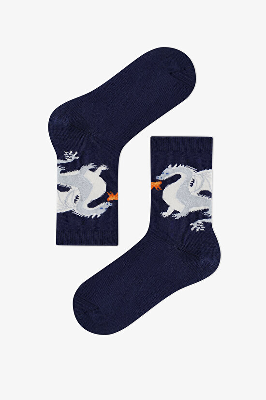 Erkek Çocuk Mystic Dragons Pamuklu 4 Çift Soket Çorap - 3