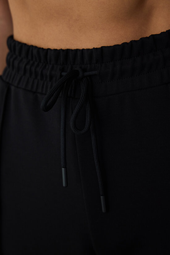 Black Silky Feel Mid Waist Jogger - 3