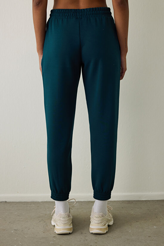 Dark Green Silky Feel Mid Waist Jogger - 3