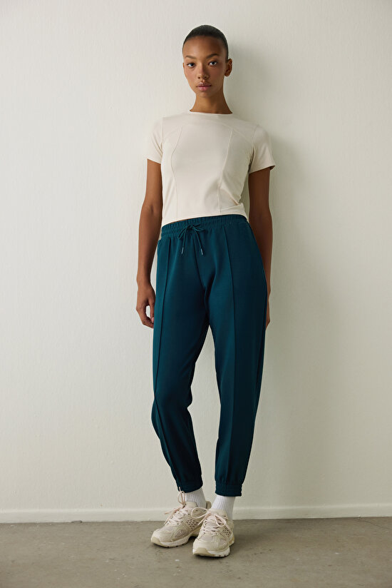 Dark Green Silky Feel Mid Waist Jogger - 4