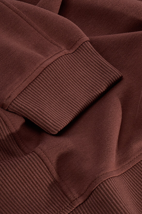 Brown Silky Feel Contrast Sweatshirt - 2