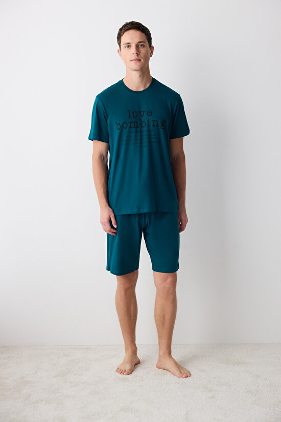 Love Şortlu Çok Renkli Pijama Takımı - 3