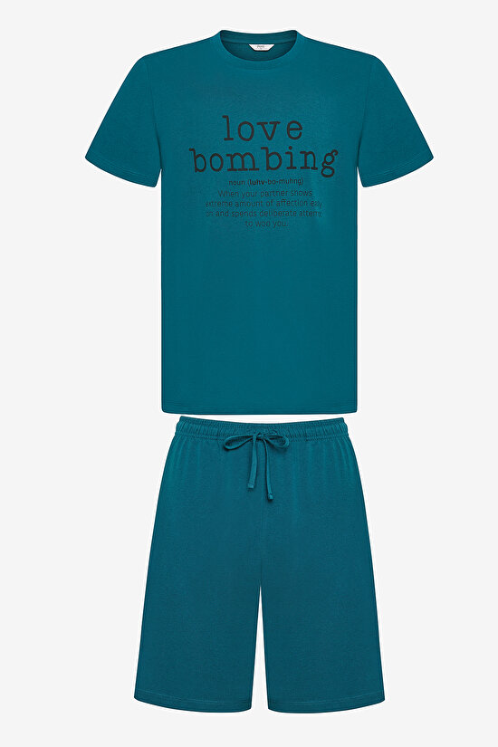 Love Şortlu Çok Renkli Pijama Takımı - 7