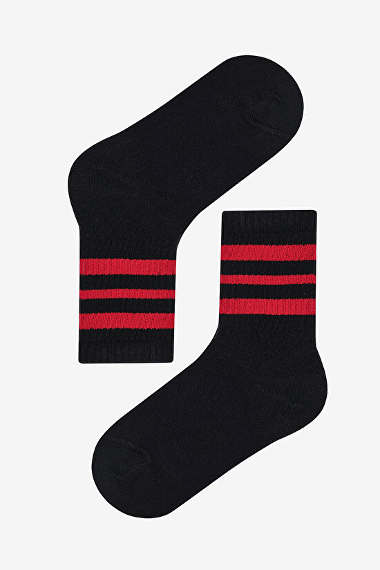 Boys Stripe On 4in1 Black Tennis Socket Socks - 3