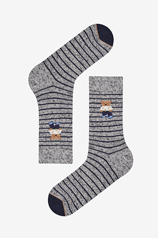 Man Bear 2in1 Light Grey Socket Socks - 3