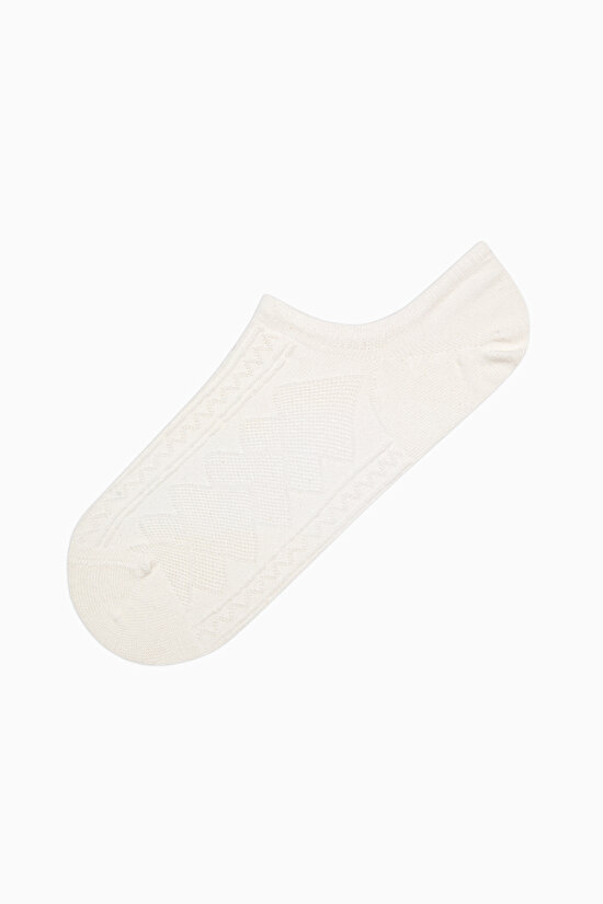 3 Çift Pamuklu Kendinden Desenli Burun Dikişsiz Sneaker Çorap - 3
