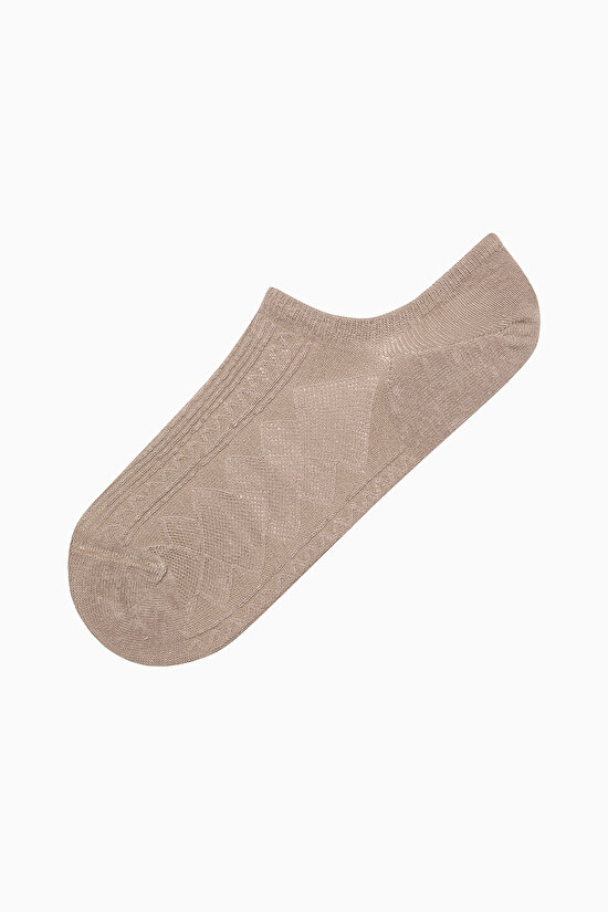 3 Çift Pamuklu Kendinden Desenli Burun Dikişsiz Sneaker Çorap - 4