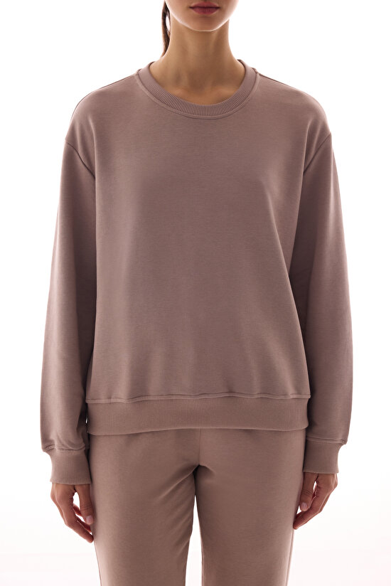 Bej Oversize Active Sweatshirt - 5