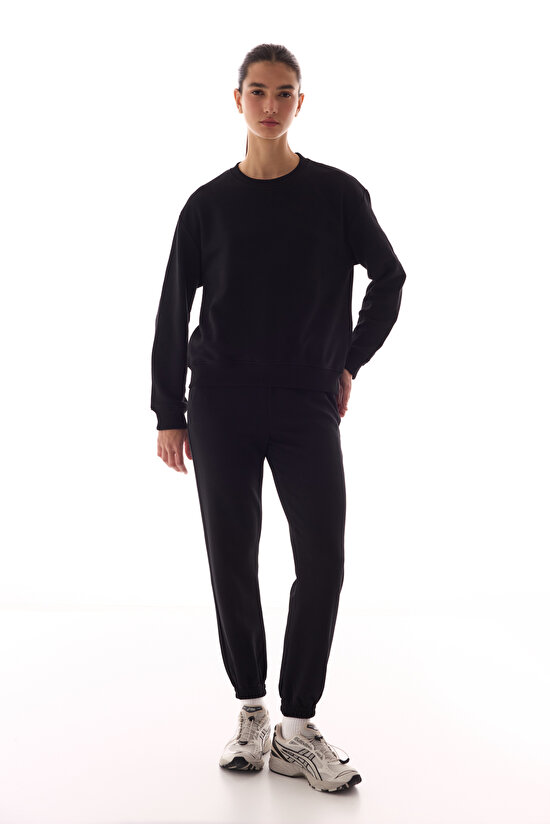 Siyah Oversize Active Sweatshirt - 6